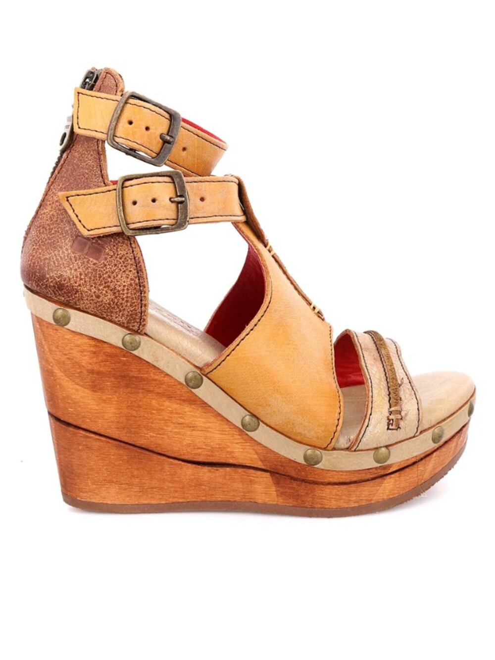 BED/STU  Leather Princess Wedge Sandals (For Women) Cafe Latte Lux